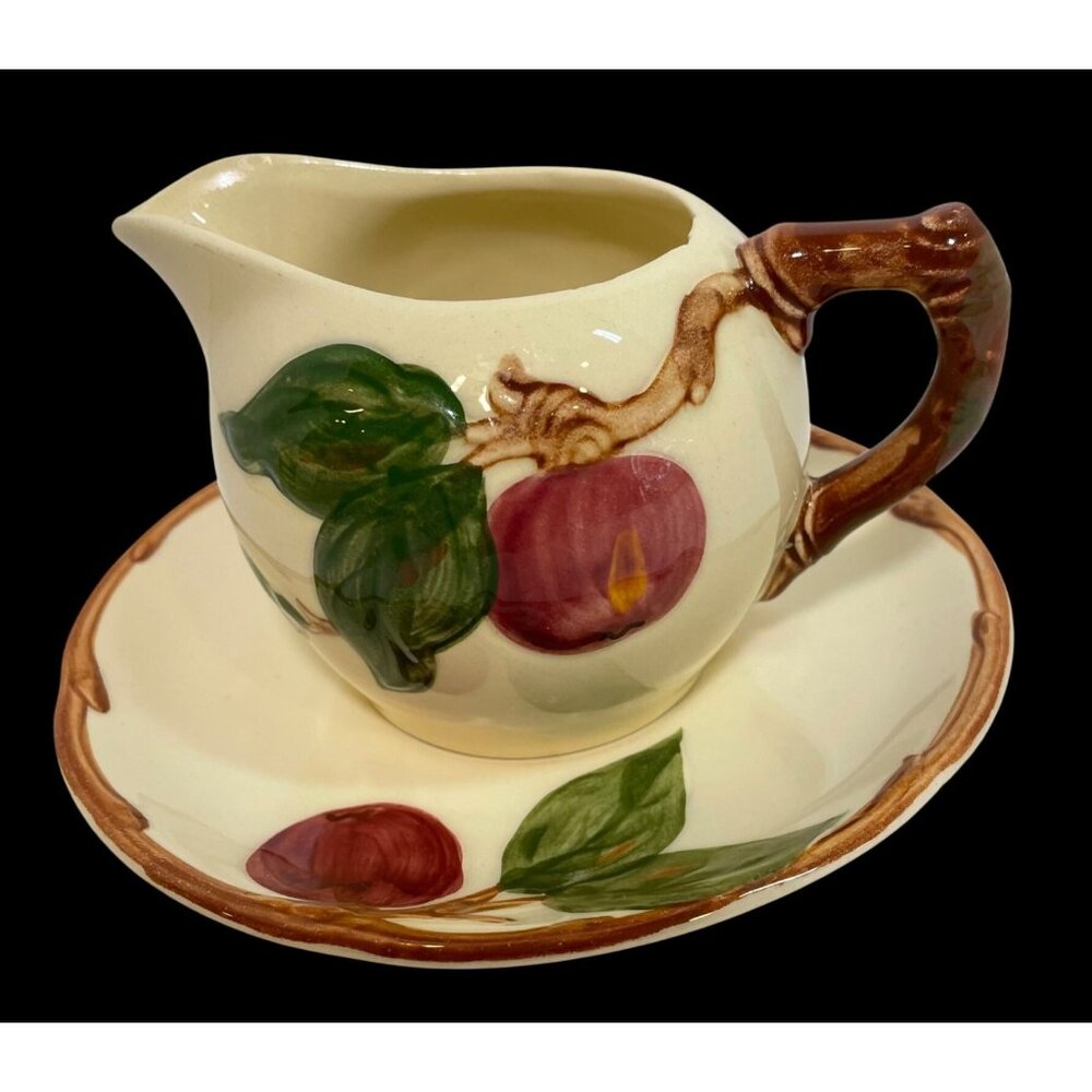 Franciscan Apple Hand-Decorated Creamer & Saucer Set Made In California USA
